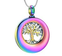 VCCWYQK Collar de urna para cenizas para mujeres hombres círculo árbol de la vida eternidad conmemorativo colgante ceniza cremación joyería