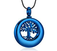 VCCWYQK Collar de urna para cenizas para mujeres hombres círculo árbol de la vida eternidad conmemorativo colgante ceniza cremación joyería, Norm, Acero inoxidable, No es una piedra preciosa