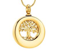VCCWYQK Collar de urna para cenizas para mujeres hombres círculo árbol de la vida eternidad conmemorativo colgante ceniza cremación joyería