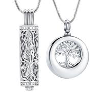 VCCWYQK Collar de urna para cenizas para mujeres hombres círculo árbol de la vida eternidad conmemorativo colgante ceniza cremación joyería, One size, Acero inoxidable, Sin piedra preciosa
