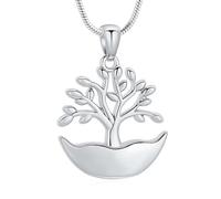 VCCWYQK Collar de urna para cenizas para mujeres hombres círculo árbol de la vida eternidad conmemorativo colgante ceniza cremación joyería, Norm, Acero inoxidable, No es una piedra preciosa