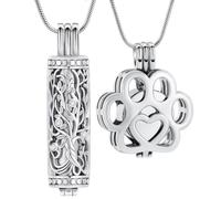 VCCWYQK Collar de urna para mascotas para cenizas para perro/gato, pata de acero inoxidable, collar de urna conmemorativa en el interior, mini caso, joyería de cremación para mujeres y hombres