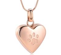 VCCWYQK Joyería de cremación para cenizas para huellas de perro, collar de urna de corazón para mascotas, joyería de recuerdo conmemorativo de mascotas (Rosa)