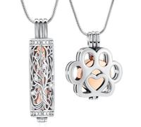 VCCWYQK Joyería de cremación para cenizas para perro o gato, collar de urna conmemorativa de acero inoxidable con medallón en el interior, mini estuche, joyería de cremación para mascotas, talla