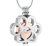 VCCWYQK Joyería de cremación para cenizas para perro o gato de acero inoxidable con medallón conmemorativo collar interior de mini estuche joyería de cremación para mascotas (A-Acero+Rosa)