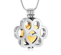 VCCWYQK Joyería de cremación para cenizas para perro o gato de acero inoxidable con medallón conmemorativo collar interior de mini estuche joyería de cremación para mascotas (B-Acero+Oro)