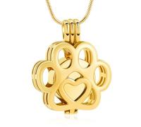 VCCWYQK Joyería de cremación para cenizas para perro o gato de acero inoxidable con medallón conmemorativo collar interior de mini estuche joyería de cremación para mascotas (Oro)