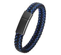 VCCWYQK Joyería de Cremación Pulsera Urna para Cenizas para Hombres Mujeres Recuerdo Memorial Brazalete Pulsado Cuero Trenzado Pulsera, 24CM, Acero inoxidable, No es una piedra preciosa