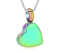 VCCWYQK Mini collar de urna de corazón para mujeres y hombres, acero inoxidable, colgante para cenizas, Acero inoxidable, No es una piedra preciosa