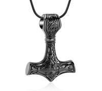VCCWYQK Nordic Viking Mjolnir Thor Hammer Cremation Jewelry for Ashes for Women Men Inoxidable Nudo Celta Urna Collar Colgante para Cenizas Keepsake Memorial Joyería (A)