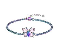 VCCWYQK Pulsera de urna de mariposa para mujer, acero inoxidable, joyería de cremación, ajustable, enlace de urna conmemorativa, retenedor de cenizas, pulsera, Acero inoxidable, Sin gemas