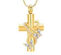 VCCWYQK Urne collares para cenizas para mujeres Mariposa Cremación Joyería para cenizas, Cruz con Cristal Mariposa Conmemorativa Ceniza Colgante Keepsake Joyería Regalos para seres queridos