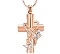 VCCWYQK Urne collares para cenizas para mujeres Mariposa Cremación Joyería para cenizas, Cruz con Cristal Mariposa Conmemorativa Ceniza Colgante Keepsake Joyería Regalos para seres queridos