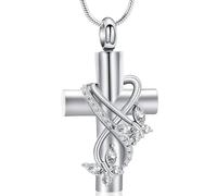 VCCWYQK Urne collares para cenizas para mujeres Mariposa Cremación Joyería para cenizas, Cruz con Cristal Mariposa Conmemorativa Ceniza Colgante Keepsake Joyería Regalos para seres queridos