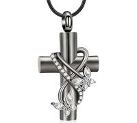 VCCWYQK Urne collares para cenizas para mujeres Mariposa Cremación Joyería para cenizas, Cruz con Cristal Mariposa Conmemorativa Ceniza Colgante Keepsake Joyería Regalos para seres queridos