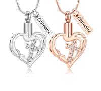 VCCWYQK Urnen Halskette mit Kreuz Liebesherz Unendlichkeitsanhänger für Frauen Edelstahl Einäscherungsschmuck Gedenkmedaillon Andenken Geschenke für geliebte Menschen Aschenhalter, Acero inoxidable