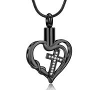 VCCWYQK Urnen Halskette mit Kreuz Liebesherz Unendlichkeitsanhänger für Frauen Edelstahl Einäscherungsschmuck Gedenkmedaillon Andenken Geschenke für geliebte Menschen Aschenhalter, Acero inoxidable