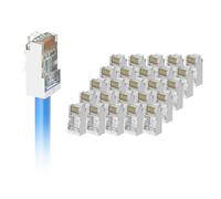 VCE 25 Piezas Conectores RJ45 CAT6 Blindado Pasante Chapado en Oro POE, Compatibles con STP/FTP Ethernet Sólidos o Trenzados