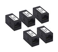 VCE Empalme RJ45 CAT6 CAT5e CAT5, Adaptador Hembra Hembra RJ45 para la Extensión de la Línea de red 5 Unidades Negro