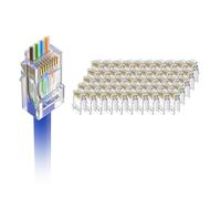 VCE Paquete de 50 Conectores RJ45 CAT6, 8P8C Pasante Chapados en Oro Clavija RJ45 Pass Through, Compatible con T568A/T568B