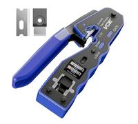 VCE Profesional Crimpadora RJ45 para Cat7/Cat6A/Cat6/Cat5E Conector - GJ670BL Herramienta de Crimpado Universal con Función de Corte y Desforre Compatible con RJ11/RJ12