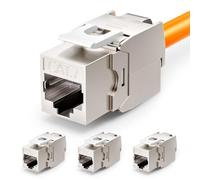 VCELINK 4X CAT7 Keystone RJ45 Módulo para Cable LAN 10 Gbit/s Hasta 600 MHz AWG 22-26 Sin Herramientas LSA Completamente Apantallado STP Conector de Montaje para Panel de Conexiones y Toma de Red