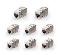 VCELINK 8X CAT7 Keystone RJ45 Módulo para Cable LAN 10 Gbit/s Hasta 600 MHz AWG 22-26 Sin Herramientas LSA Completamente Apantallado STP Conector de Montaje para Panel de Conexiones y Toma de Red