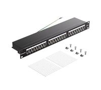 VCELINK CAT6 Panel de Parcheo de 24 Puertos, Puertos RJ45 Chapados en Oro, Montaje en Rack de 19 Pulgadas 1U, LSA Blindado, para Cableado de Red de Centros e Infraestructuras Empresariales