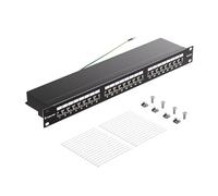 VCELINK CAT6A Panel de Parcheo de 24 Puertos, Puertos RJ45 Chapados en Oro, Montaje en Rack de 19 Pulgadas 1U, LSA Blindado, para Cableado de Red de Centros e Infraestructuras Empresariales