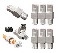 VCELINK Conector RJ45 Cat6A Bañado en Oro sin Herramientas,Aleación de Zinc Blindado Herramienta Libre RJ45 Conector sin Herramienta, Soporte 22 a 24 AWG (CAT 6A, 8)