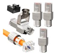 VCELINK Conector RJ45 Cat6A Bañado en Oro sin Herramientas,Aleación de Zinc Blindado Herramienta Libre RJ45 Conector sin Herramienta, Soporte 22 a 24 AWG (CAT 6A, 4)