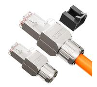 VCELINK Conector RJ45 Cat7 Bañado en Oro sin Herramientas,Aleación de Zinc Blindado Herramienta Libre RJ45 Conector sin Herramienta, Soporte 22 a 24 AWG (CAT 7, 2)