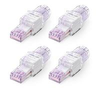 VCELINK Conector RJ45 sin Herramienta para Cat6/Cat5E/Cat5 Cable Ethernet para la terminación de campo, Soporte 23 a 26 AWG, 1000 Mbps (4, Púrpura transparente)