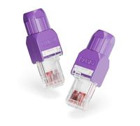VCELINK Conector RJ45 sin Herramienta para Cat6/Cat5E/Cat5 Cable Ethernet para la terminación de campo, Soporte 23 a 26 AWG, 1000 Mbps (2, Púrpura)