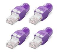 VCELINK Conector RJ45 sin Herramienta para Cat6/Cat5E/Cat5 Cable Ethernet para la terminación de campo, Soporte 23 a 26 AWG, 1000 Mbps (4, Púrpura)