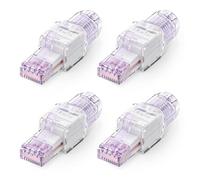 VCELINK Conector RJ45 sin Herramienta para Cat6A/Cat6/Cat5E Cable Ethernet para la terminación de campo, Soporte 23 a 26 AWG, 10 Gbps (4, Púrpura transparente)