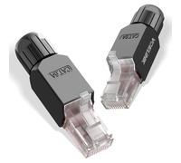 VCELINK Conector RJ45 sin Herramienta para Cat6A/Cat6/Cat5E/Cat5 Cable Ethernet - 10Gbps, Fácil de Instalar, Negro, 2 Unidades