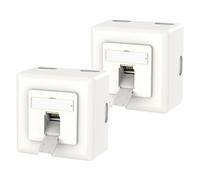 VCELINK Enchufe de red Cat6A universal, 1 x RJ45 Port Lan Lata apantallado, caja de datos para montaje en superficie o empotrada, lata RJ45, 10 Gigabit Ethernet AP Lata, POE, CAT7, CAT6 CAT5, color