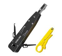 VCELINK Herramienta de Impacto CAT7 CAT6 CAT5, Herramienta Ponchadora para Keystone LSA RJ45 Socket & Cable Telefónico, Herramienta de Montaje Krone con Mini Pelacables, Negro