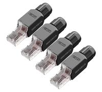 VCELINK KJ22 Conector RJ45 sin Herramienta para Cat6A/Cat6/Cat5E/Cat5 Cable Ethernet - 10Gbps, Fácil de Instalar, Negro, 4 Unidades