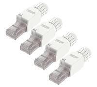 VCELINK KJ22 Conector RJ45 sin Herramienta para Cat6A/Cat6/Cat5E/Cat5 Cable Ethernet - 10Gbps, Fácil de Instalar, Blanco, 4 Unidades