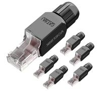 VCELINK KJ22 Conector RJ45 sin Herramienta para Cat6A/Cat6/Cat5E/Cat5 Cable Ethernet - 10Gbps, Fácil de Instalar, Negro, 6 Unidades