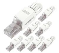 VCELINK KJ22 Conector RJ45 sin Herramienta para Cat6A/Cat6/Cat5E/Cat5 Cable Ethernet - 10Gbps, Fácil de Instalar, Blanco, 8 Unidades