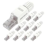 VCELINK KJ22 Conector RJ45 sin Herramienta para Cat6A/Cat6/Cat5E/Cat5 Cable Ethernet - 10Gbps, Fácil de Instalar, Blanco, 10 Unidades