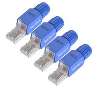 VCELINK KJ22 Conector RJ45 sin Herramienta para Cat6A/Cat6/Cat5E/Cat5 Cable Ethernet - 10Gbps, Fácil de Instalar, Azul, 4 Unidades