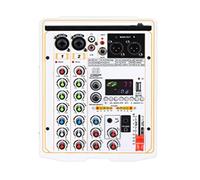 VCHICS Mezclador de Audio, 99 DSP Effect Mixer 4 Canales Portable 48V Phantom Power Monitor DJ Mixing Console for Estudio Profesional para Guitarras, Bajos y teclados(Bianco)