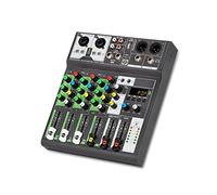 VCHICS Mezclador de Audio, Consola mezcladora de Sonido USB Record Computer 48V Phantom Power Delay Repaeat Effect 4 Canales USB Mixer para Guitarras, Bajos y teclados