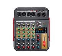 VCHICS Mezclador de Audio, Mezclador de 4 Canales Aux Effec con Salida XLR y alimentación Phantom de 48V for Estudios Profesionales y Amantes de la música para Guitarras, Bajos y teclados