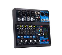 VCHICS Mezclador de Audio, Mezclador de de 6 Canales Consola de Mezcla de Sonido portátil Interfaz USB Entrada de computadora 48V Monitor Fantasma Grabación de para Guitarras, Bajos y teclados(AS-08)
