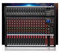 VCHICS Mezclador de Audio, Mezclador de de Estudio Profesional de 16 Canales, USB, DJ, Consola de Mezcla de Sonido, Amplificador de Monitor Phantom Powers para Guitarras, Bajos y teclados